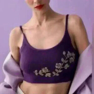 ❣️Zara Dark Purple Flower Beaded Wool Knit Crop Top NWT Size Small, smoke free